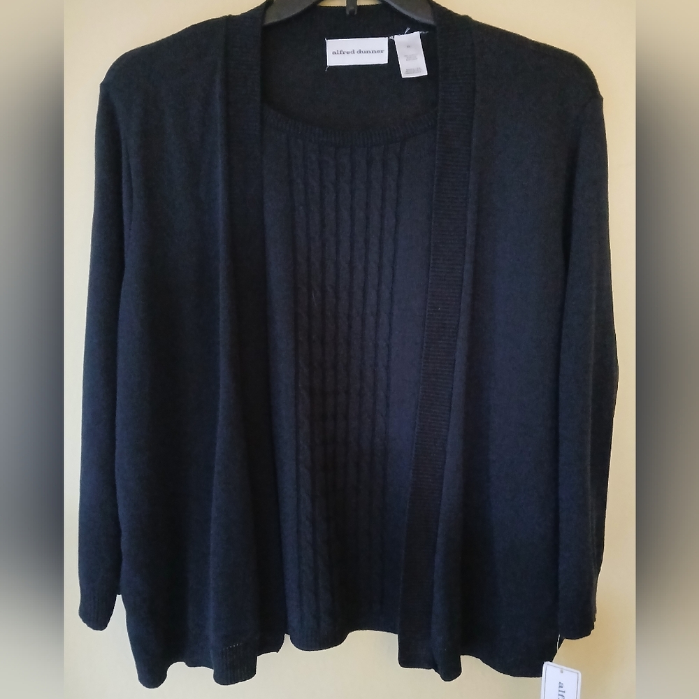 Alfred Dunner classic black faux sweater set
